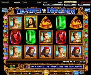 Screenshot from the slot Da Vinci Diamonds