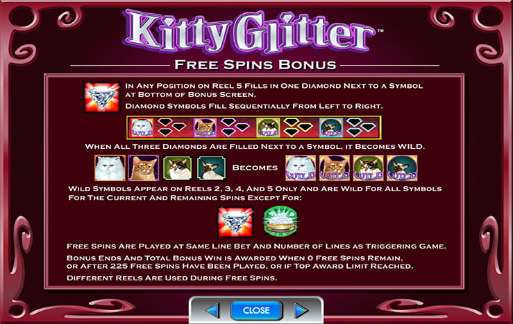 Free spins of the slot Kitty Glitter