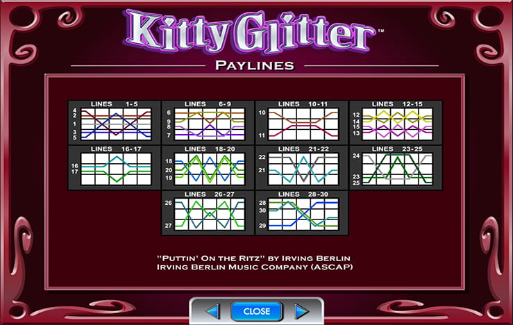 Paylines of the slot Kitty Glitter