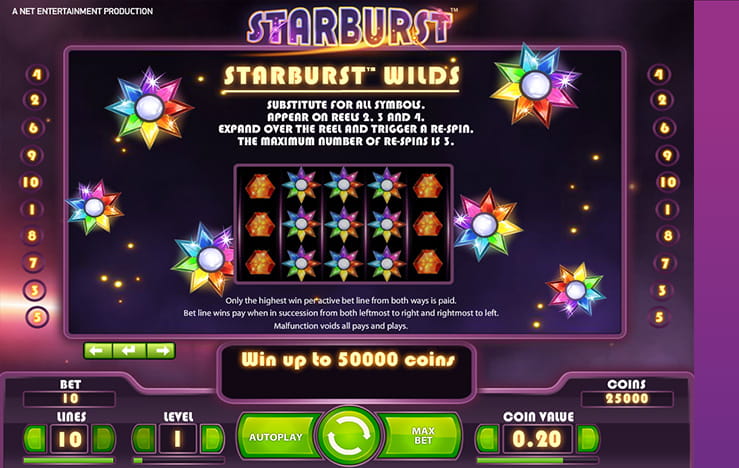 The Wild feature of the slot Starburst