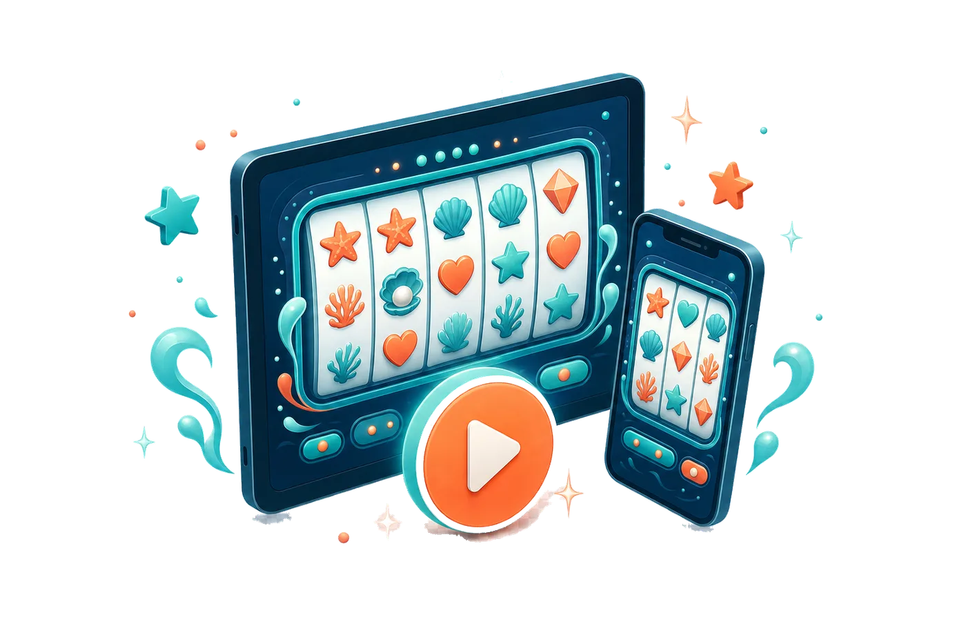 Free demo slot game reels on a calm blue backdrop